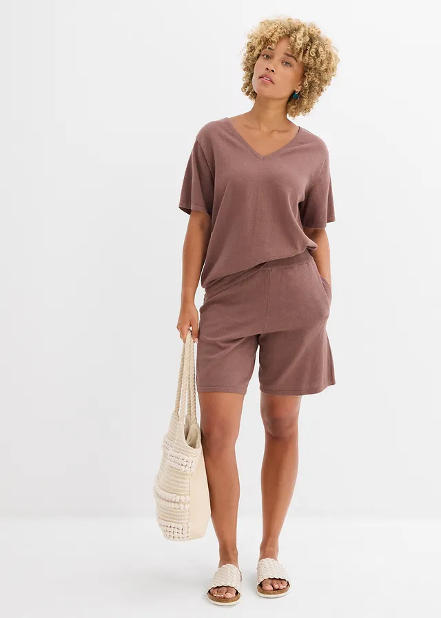 Short en fine maille avec taille élastiquée • marron mat • product-page.page-title-suffix