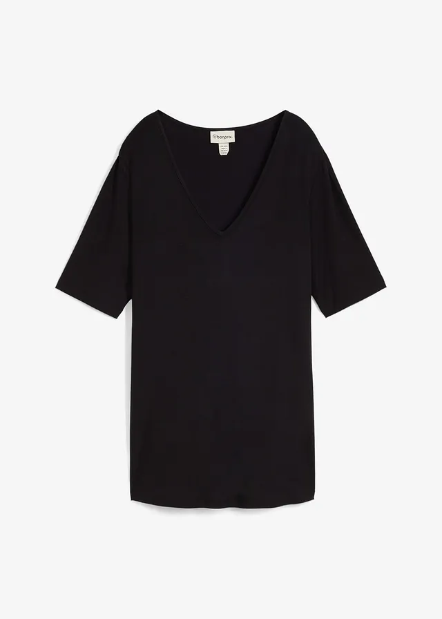 Dlouhé tričko z měkké viskózy • černá • bonprix obchod