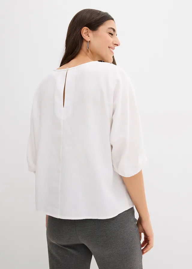 Loose fit blouse van puur katoen • wit • product-page.page-title-suffix