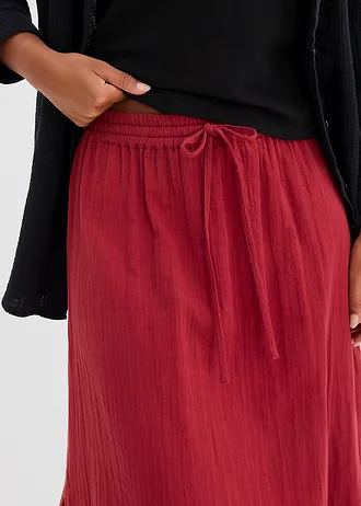 Dlouhá sukně z mušelínu • červená • bonprix obchod
