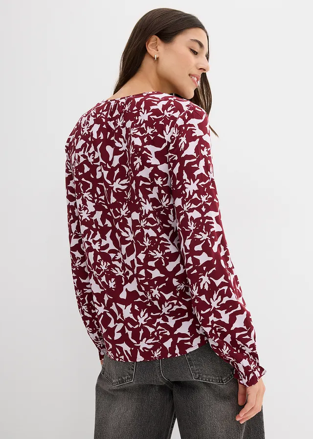 Blouse en viscose fluide • rouge rubis-parme floral • product-page.page-title-suffix