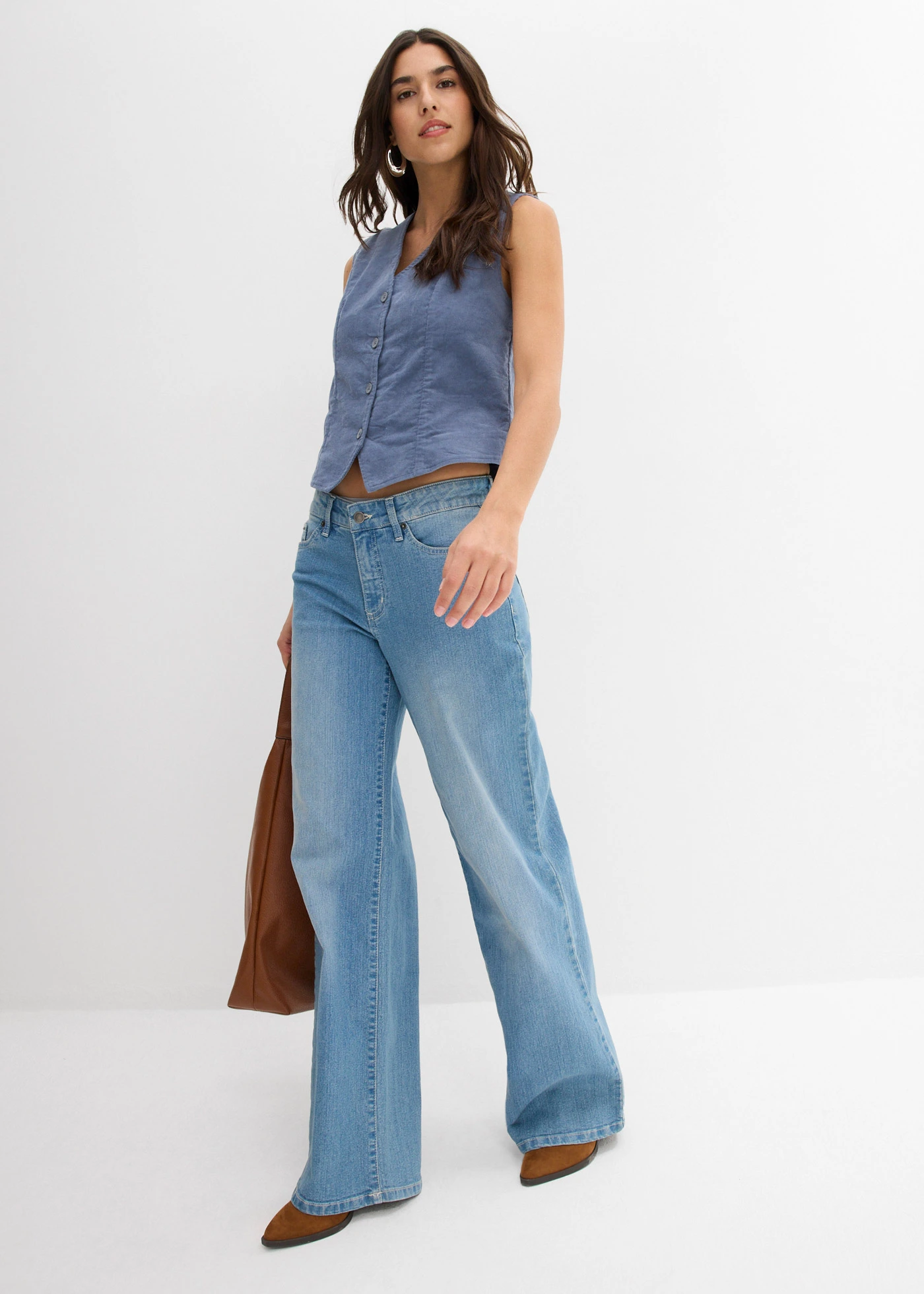 Corduroy vest • rookblauw • bonprix online shop