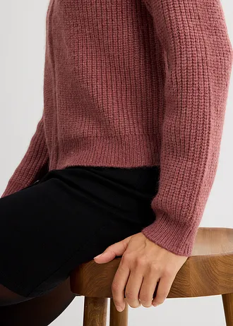 Pletený kabátek s kapucí • jemně bobulová • bonprix obchod