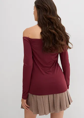 T-shirt col Bardot en jersey léger • bordeaux • Boutique bonprix