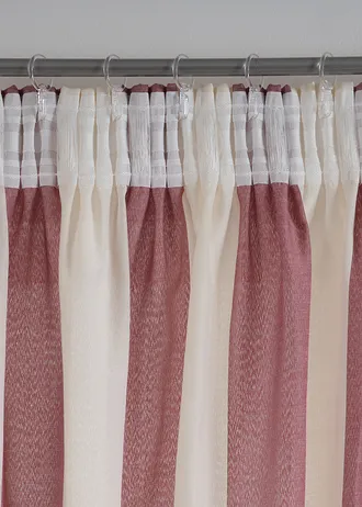 Gestreept gordijn met gerecycled polyester, ook verkrijgbaar in extra lang (1 stuk) • donkerrood-wit • bonprix online shop