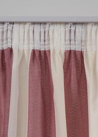 Draperie cu dungi, cu poliester reciclat, disponibilă și în dimensiune extralungă (1 buc.) • roşu închis/alb dungat vertical • magazin bonprix