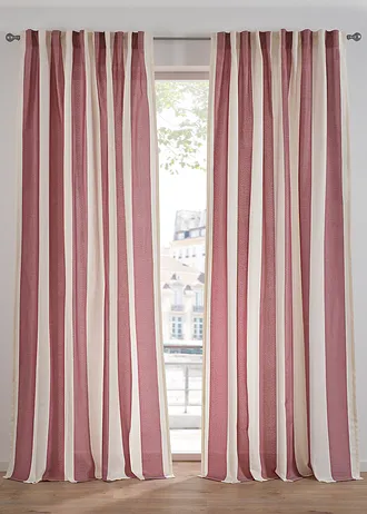 Rideau rayé (1 pce), aussi en XXL • rouge foncé/blanc • Boutique bonprix