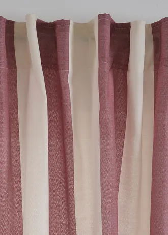 Gestreept gordijn met gerecycled polyester, ok verkrijgbaar in extra lang (1 stuk) • donkerrood-wit • bonprix online shop