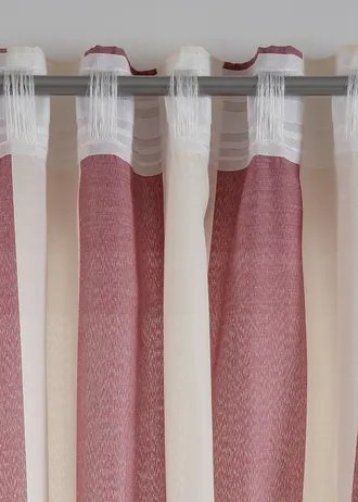 Draperie cu dungi, cu poliester reciclat, disponibilă și în dimensiune extralungă (1 buc.) • roşu închis/alb dungat vertical • magazin bonprix