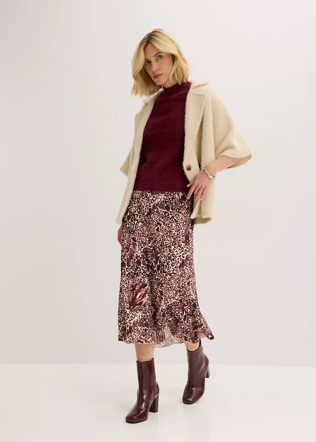 Pull en maille poilue, Couleur: rouge érable