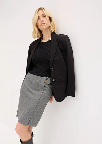 Sukně se zavinovacím vzhledem a vzorem rybí kosti • šedý melír • bonprix obchod