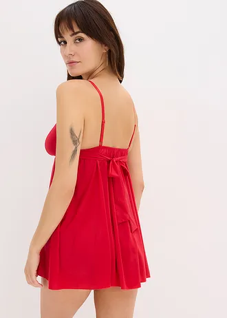 Babydoll + slip (2-dlg. set), Kleur: dieprood