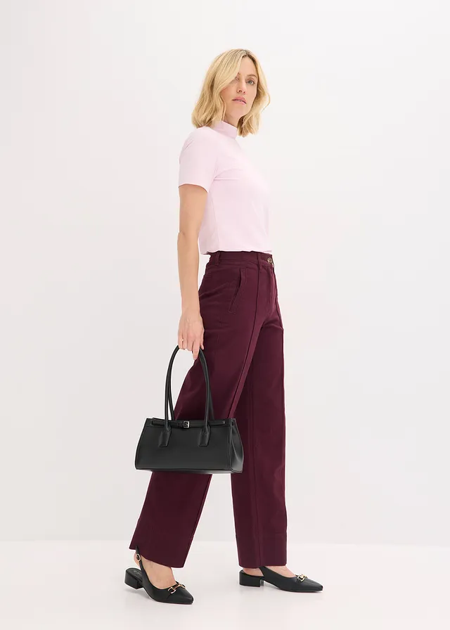 Twill broek met bies en kleine zak • wijnrood • product-page.page-title-suffix