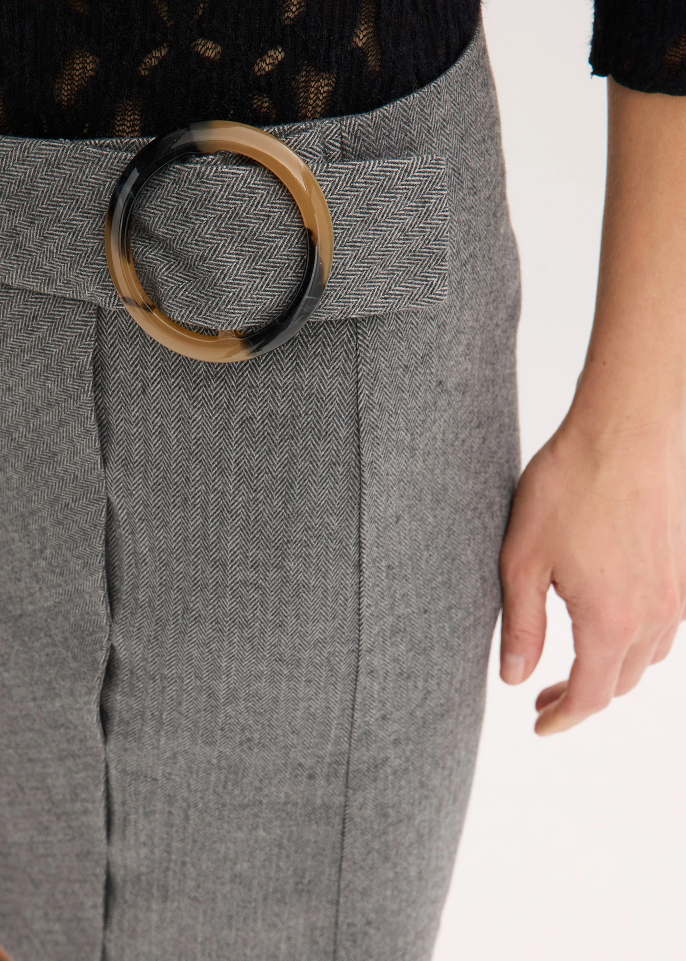 Sukně se zavinovacím vzhledem a vzorem rybí kosti • šedý melír • bonprix obchod