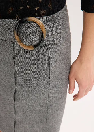 Sukně se zavinovacím vzhledem a vzorem rybí kosti • šedý melír • bonprix obchod