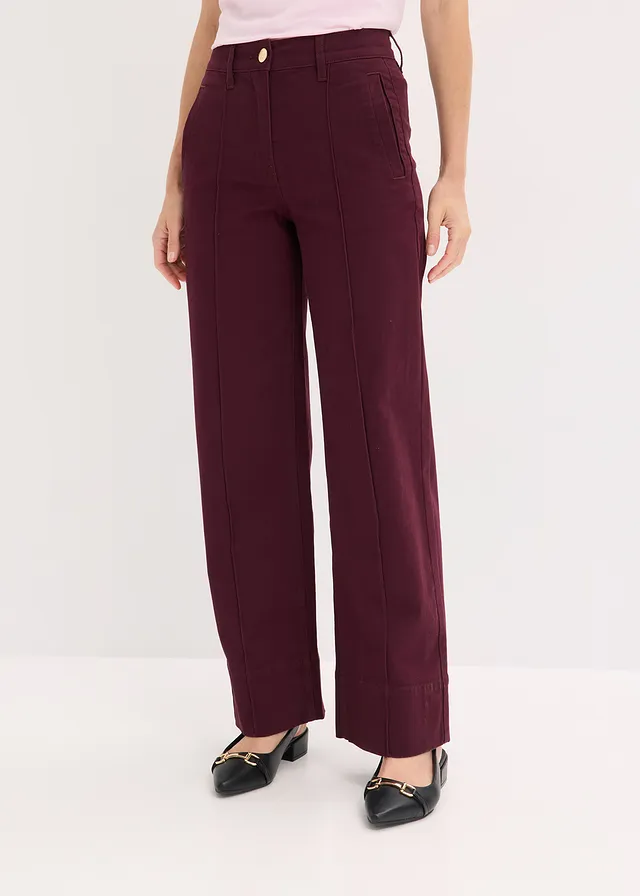 Twill broek met bies en kleine zak • wijnrood • product-page.page-title-suffix