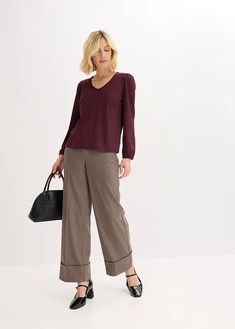 Gestructureerd shirt met afneembare strik, Kleur: wijnrood