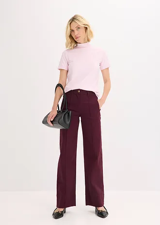 Keprové kalhoty se sámky a lištovou kapsou, barva: vínová