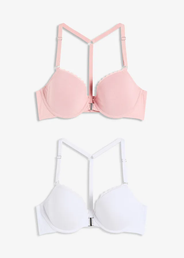 Vystužená podprsenka, so zapínaním vpredu, s kosticami, s bavlnou (2 ks v balení)