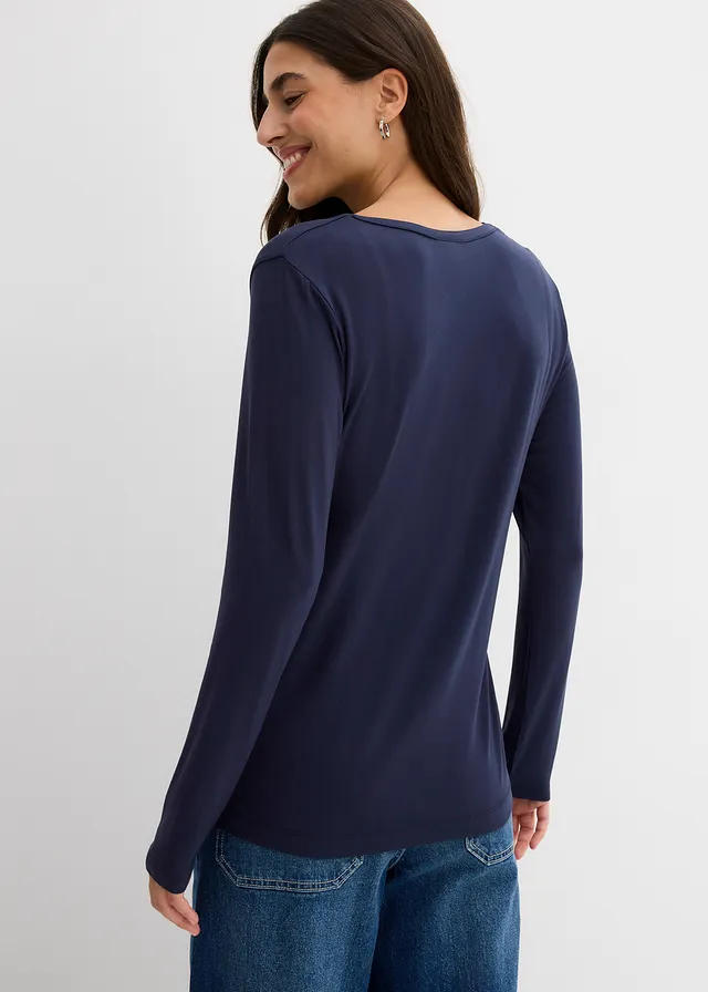T-shirt manches longues en viscose extensible • bleu foncé • product-page.page-title-suffix