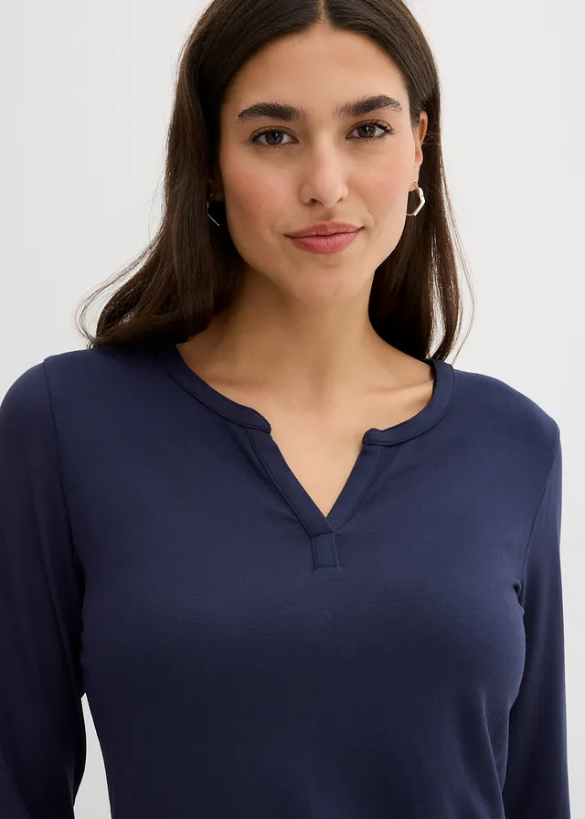 T-shirt manches longues en viscose extensible • bleu foncé • product-page.page-title-suffix