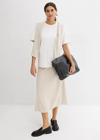 Midi sukně • světle písková s melírem • bonprix obchod