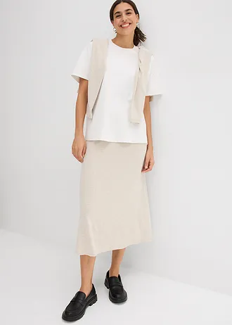 Midi sukně • světle písková s melírem • bonprix obchod