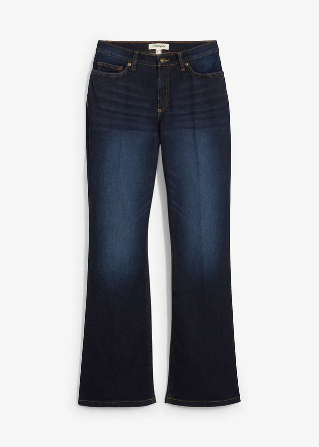 Bootcut jeans mid waist, Kleur: donkerblauw denim used