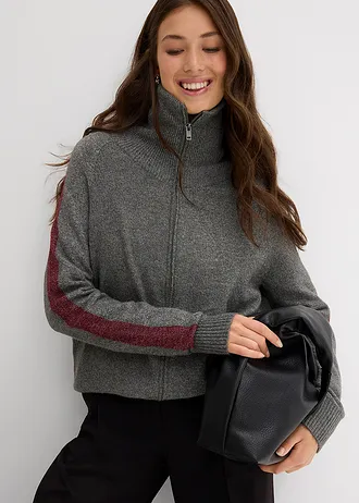 Gilet en maille douce de laine mélangée • gris foncé chiné • Boutique bonprix