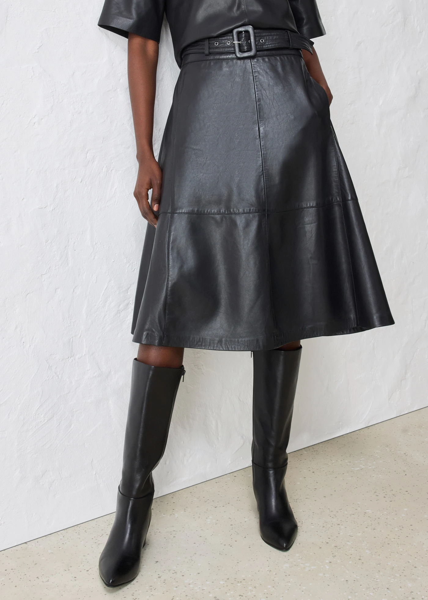 Rok van lamsnappa met riem (2-dlg. set) • zwart • bonprix online shop