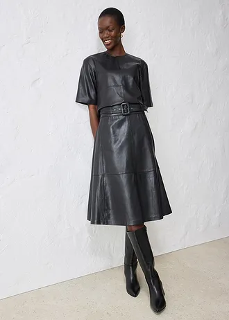 Rok van lamsnappa met riem (2-dlg. set) • zwart • bonprix online shop