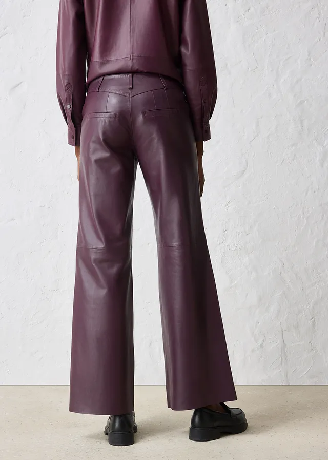 Marlene Dietrich broek van lamsnappa • wijnrood • product-page.page-title-suffix