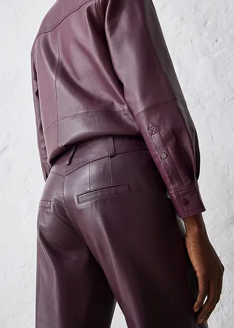 Kalhoty Marlene z jehněčí kůže nappa • vínová • bonprix obchod