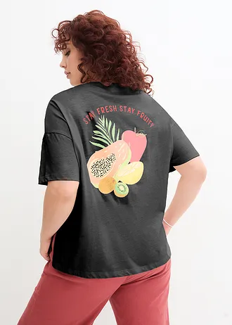 Oversize triko s potiskem, barva: černá