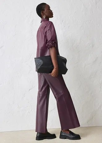 Kožená košile z jehnětiny nappa, barva: vínová