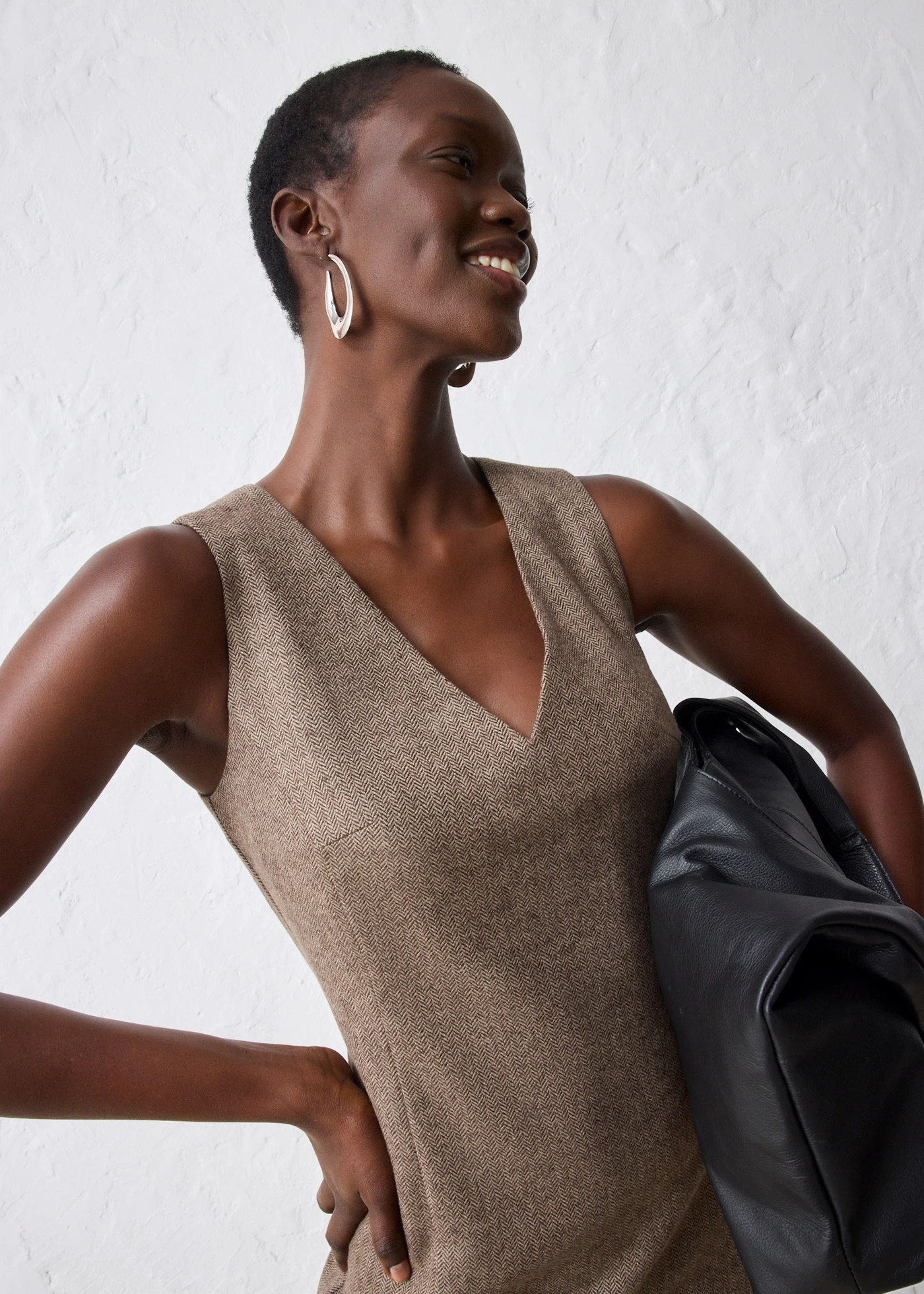 Kokerjurk met wol • donkerbruin gemêleerd • bonprix online shop