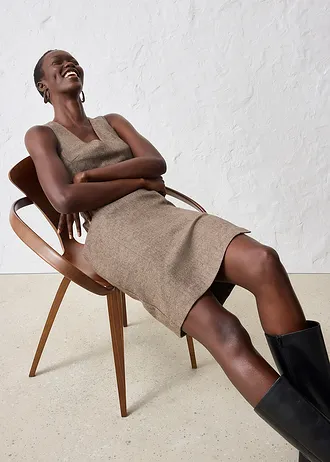 Pouzdrové šaty s vlnou • tmavě hnědý melír • bonprix obchod