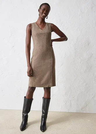 Pouzdrové šaty s vlnou • tmavě hnědý melír • bonprix obchod