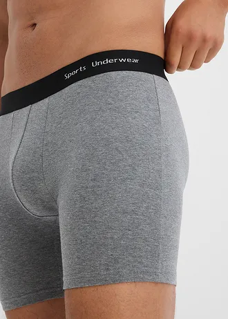 Halflange strakke boxer met katoen (set van 3) • lichtgrijs gemêleerd-grijs gemêleerd-antraciet gemêleerd • bonprix online shop