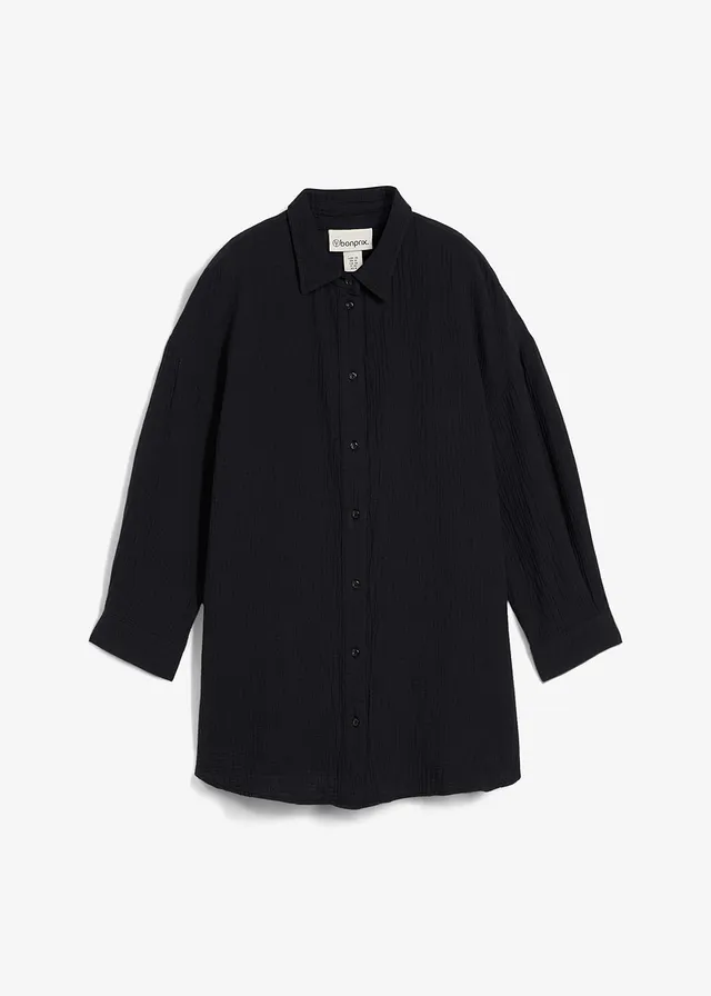 Košilová halenka z mušelínu • černá • bonprix obchod