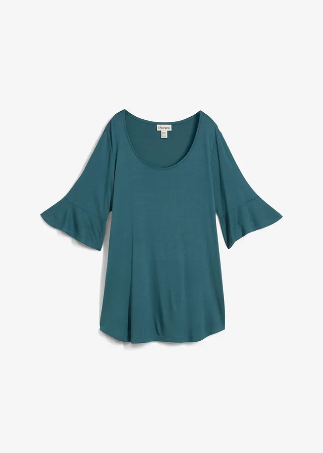 T-shirt en viscose douce, Couleur: vert poivre
