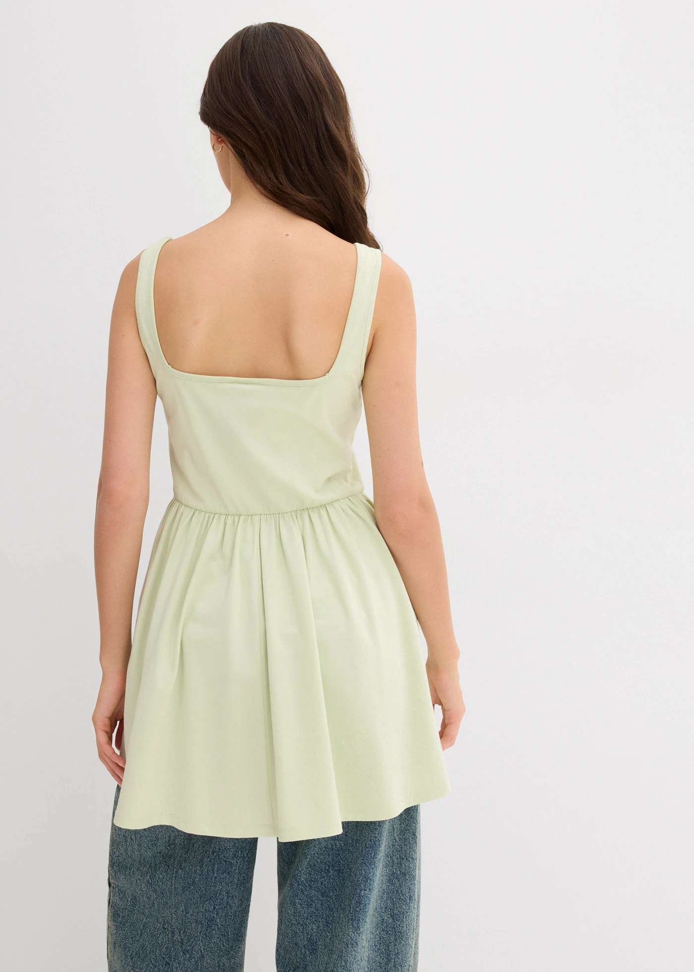 Dlouhý top z elastické bavlněné směsi • jemně šalvějová • bonprix obchod