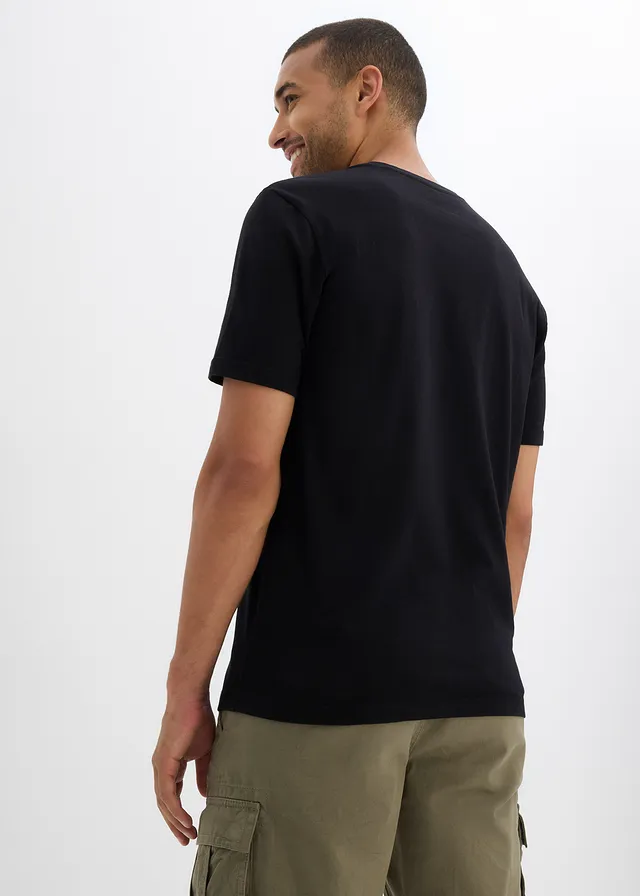 T-shirt van puur biologisch katoen, Kleur: zwart met print