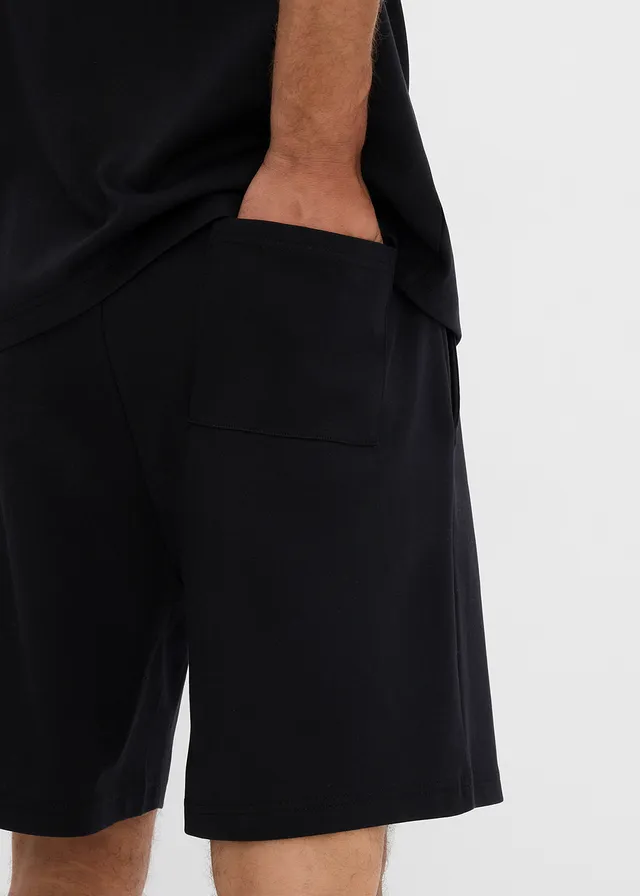 T-shirt en korte broek van zwaar biologisch katoen (2-dlg. set) • zwart met print • product-page.page-title-suffix