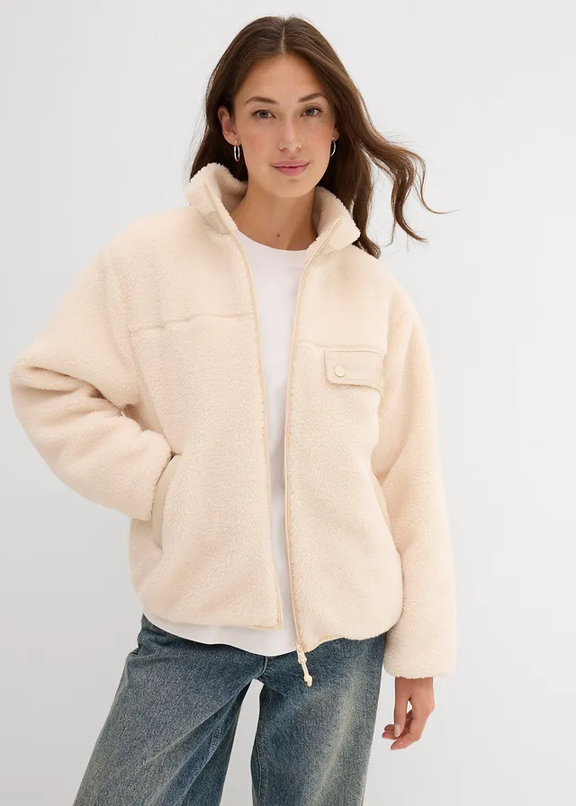 Veste en sherpa, Couleur: beige galet