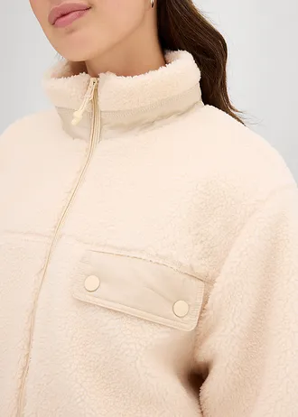 Jachetă din material teddy-fleece • bej-prund • magazin bonprix