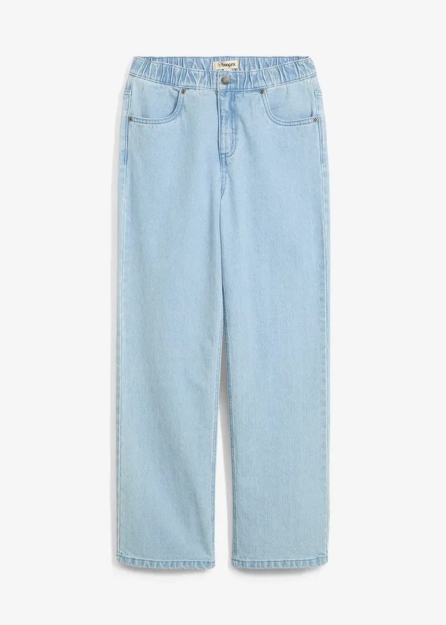 Džíny Loose Fit bez zapínání, s pohodlným pasem, Straight, barva: ledově modrý denim