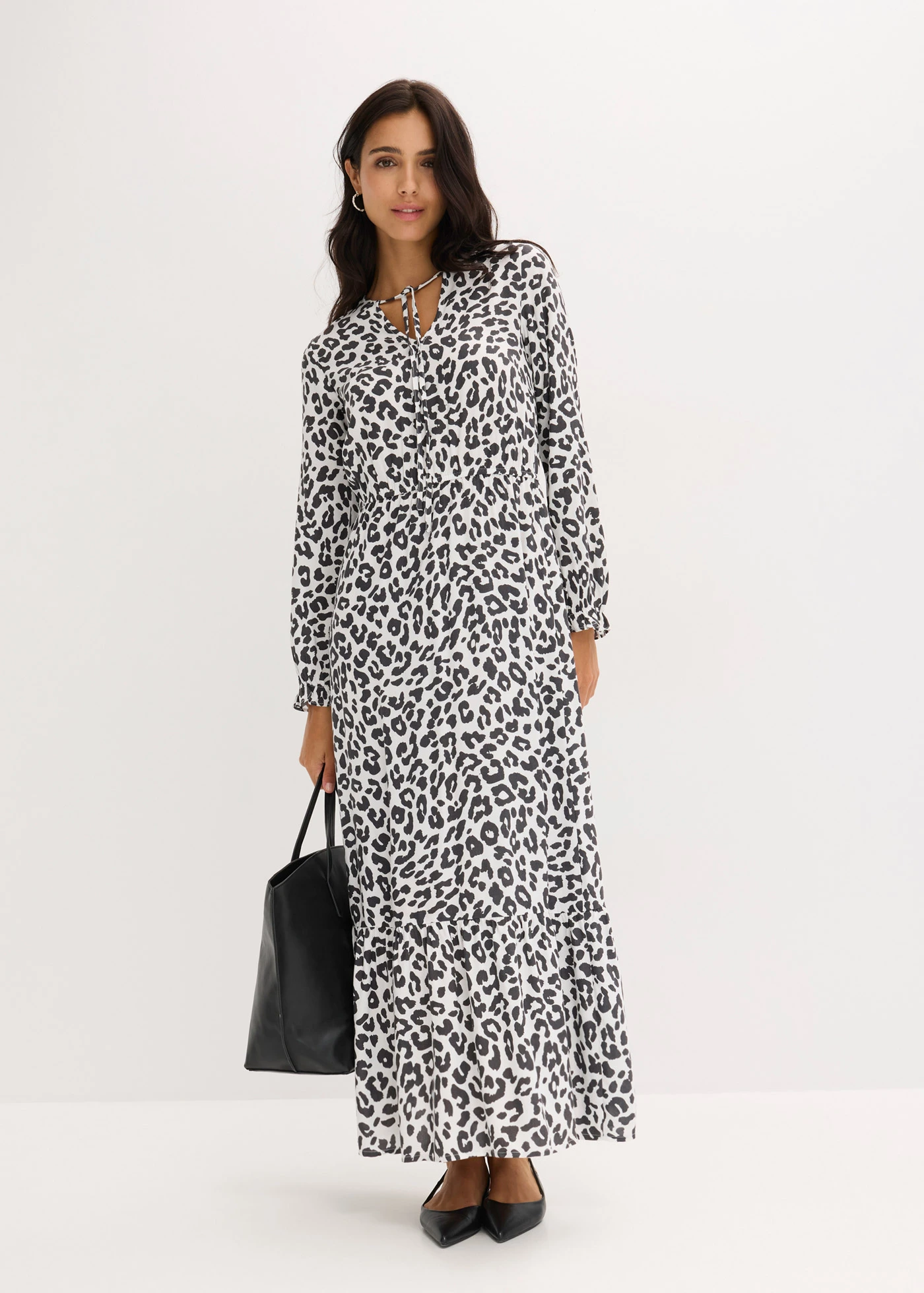 Dlouhé šaty • přírodní bílá-antracitová • bonprix obchod