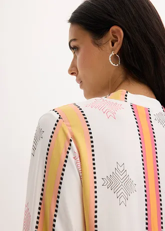 Tunikové šaty ze splývavé viskózy • přírodní bílo-oranžová s potiskem • bonprix obchod