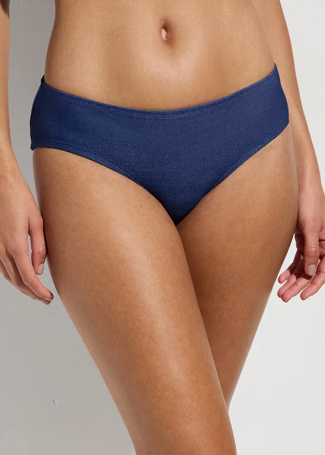 Bas de bikini, aspect jean, Couleur: bleu foncé denim